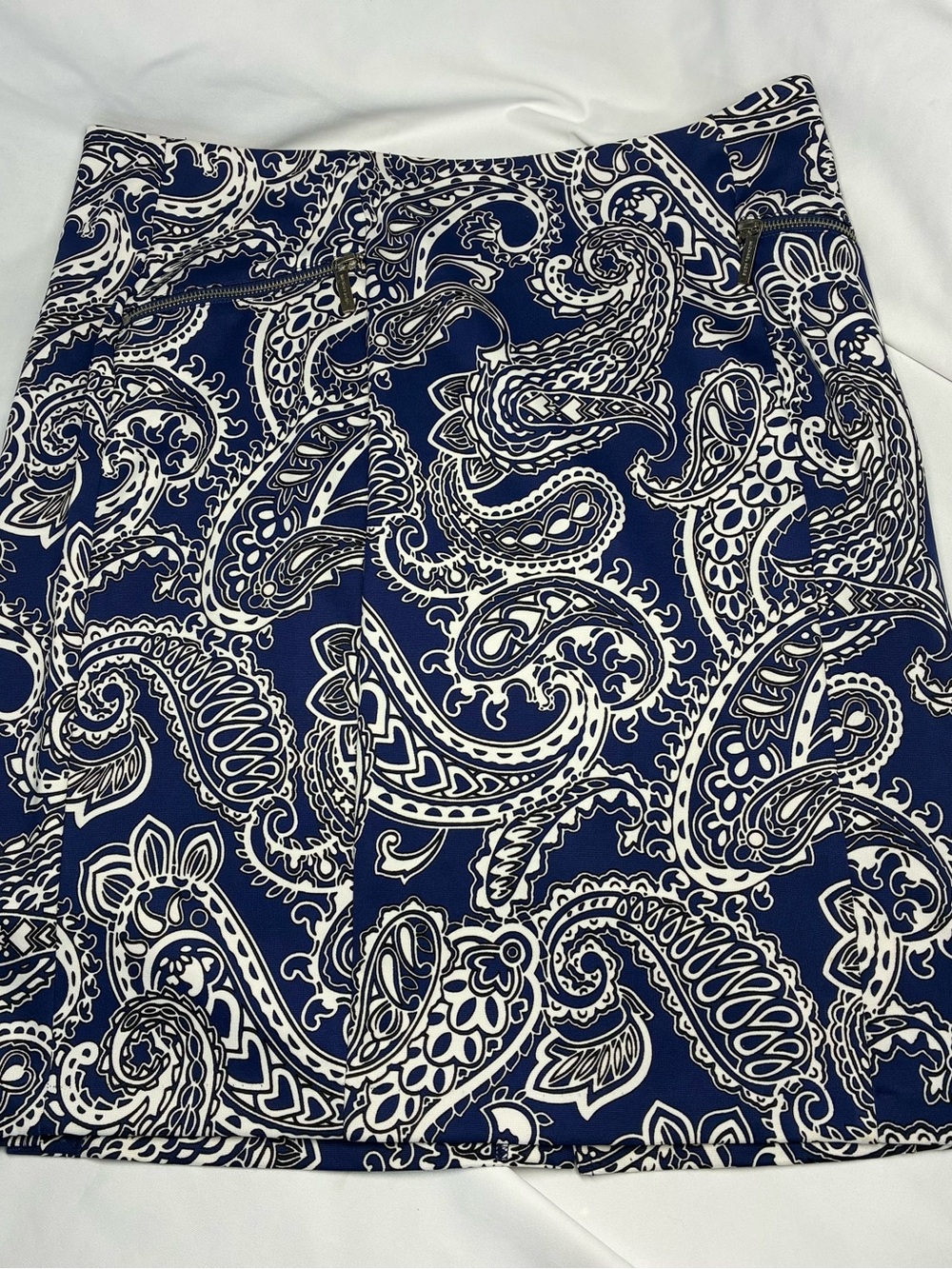 Michael Kors Navy and White Paisley Skirt